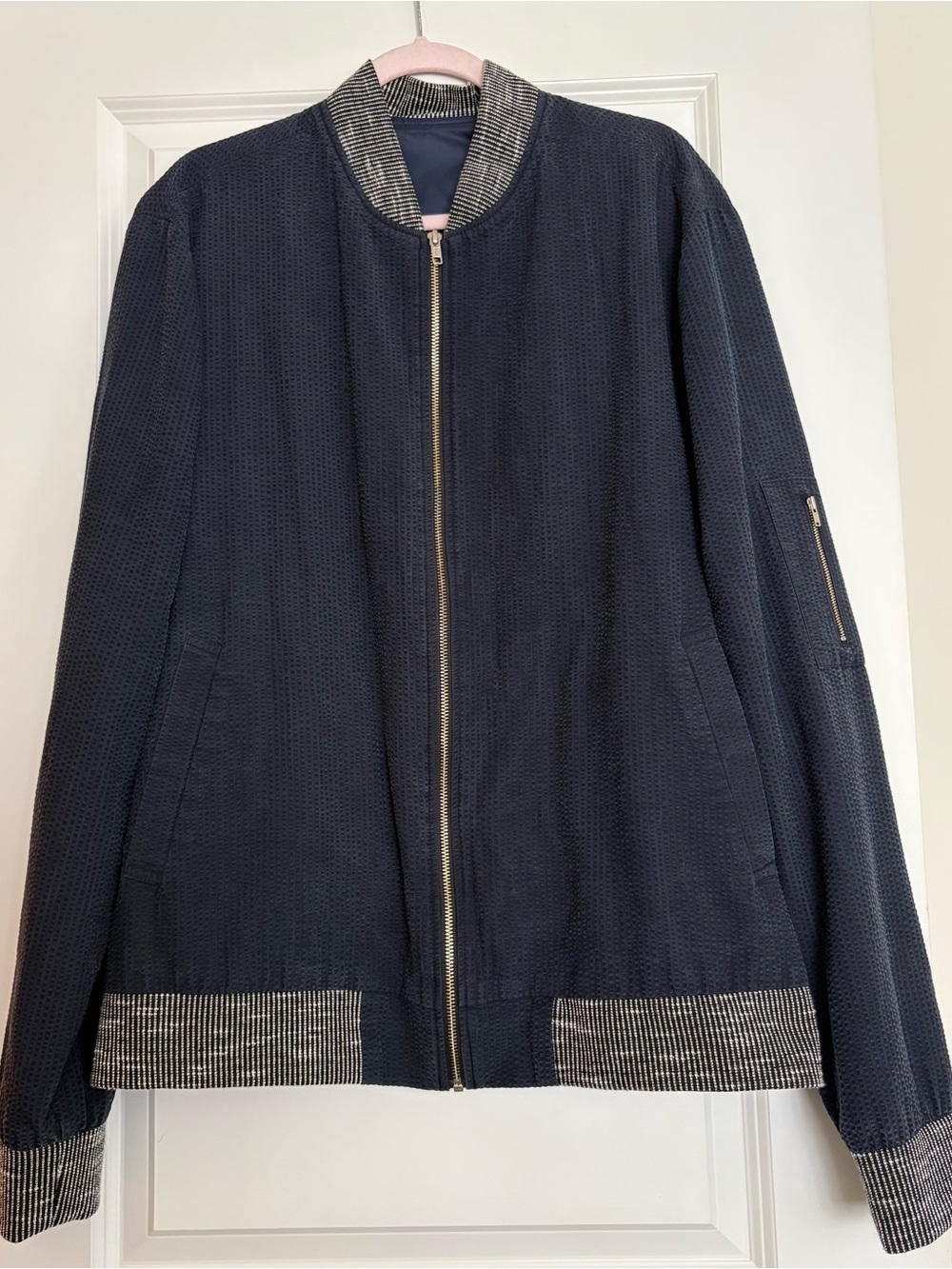 Alba Navy Bomber Jacket with Contrast Trim